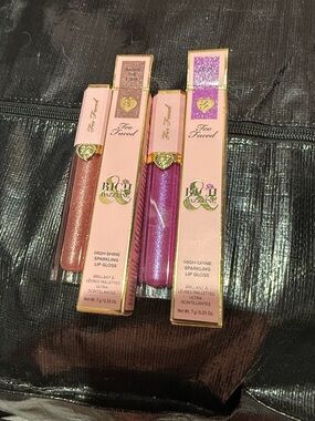 Too Faced High-Shine Sparkling Lip Gloss — Pink & Purple Glitter Shades